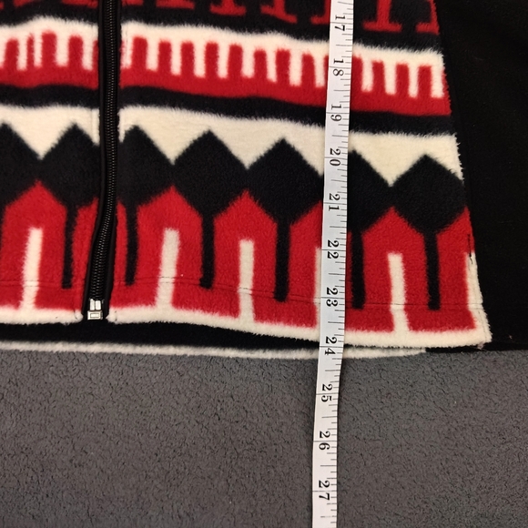 Ralph Lauren Sherpa Jacket Women L Red Black Aztec Southwestern Full Zip Outdoor - Picture 4 of 7